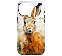 Hare Flowers Watercolor Illustration Graphic Case for iPhone 16 Pro Max