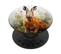 Hare Flowers Watercolor Illustration Graphic PopSockets Swappable PopGrip