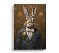 Hare Gothic Art Canvas Print | Gallery Wrapped 30mm Frame Wall Art | 30x20 inches | Ready to Hang | Contemporary Animals Picture | Living Room Bedroom Lounge Office