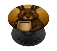 Hare Grumpy Coffee Morning Humor Wildlife Tired Mug PopSockets Adhesive PopGrip