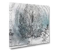 Hare in a Winter Forest in Abstract Modern Canvas Wall Art Print Ready to Hang, Framed Picture for Living Room Bedroom Home Office Décor, 14x14 Inch (35x35 cm)