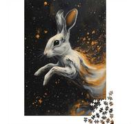 Hare in Motion with Golden Splashes 1000-Piece Puzzle for Adults, 52x38cm/1000pcs, A Quiet Challenge for Solo Leisure Time; Low-dust White Cardboard Pieces