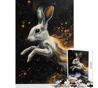 Hare in Motion with Golden Splashes for Adults 1000 Piece Puzzle Train Logical Thinking And Problem-solving Relaxing Stress Free Enjoyment (50x75cm)