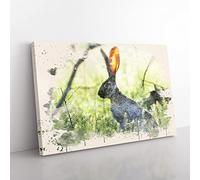 Hare in The Meadow French Cream Canvas Wall Art Print 30x20 Inch