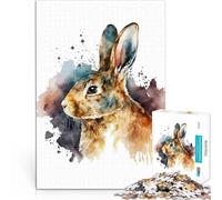 Hare in watercolor style1000 Piece Jigsaw Puzzles for teenagers Jigsaw Relax Games is ideal as a gift for the whole family 38x26cm
