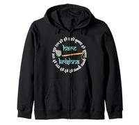Hare Krishna Mantra Indian Flute Peacock Feather Tulsi Mala Zip Hoodie