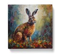 Hare Post-Impressionism No.2 Canvas Print | Gallery Wrapped 30mm Frame Wall Art | 20x20 inches | Ready to Hang | Impressionist Animals Picture | Living Room Bedroom Lounge Office