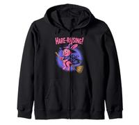 Hare Raising Pink Bunny Witch On Broom Cute Halloween Zip Hoodie