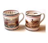 Hare & Red Stag | Set 2 Fine Bone China Mugs by Wildlife Artist Robert E Fuller British Wildlife Artist | Microwave & Dishwasher Safe | Gift Boxed