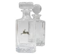 Hare Running Cut Crystal Glass Decanter & Golf Ball Style Stopper 172