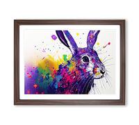 Hare Splash Vol.4 Abstract Framed Print | A4 Walnut Framed Wall Art | Ready to Hang | Abstract Animal Picture | Living Room Bedroom Lounge Office