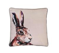 Hare Square Cushion with Wooden Buttons Meg Hawkins Cream 40cm x 40cm