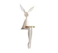 ＡＷＨＡＯ Hare Statue with Book Minimalist Modern Sitting Bunny Decor Stylized Hare Decor Sculpture for Bookshelf, Entryway, White, Small, 46cm