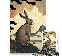Hare Ukiyo E Japan China 1000 Adult Pieces Jigsaw Puzzle Cognitive Skill Snug Connection Fun Challenge Santa Gift (38x52cm)