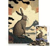 Hare Ukiyo E Japan China Jigsaw Puzzle 1000 Pieces Recall Boost Smooth Connection Real Challenge Birthday Idea (50x75cm)