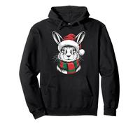 Hare Xmas Santa Hat Scarf Christmas Costume Pullover Hoodie