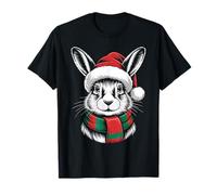 Hare Xmas Santa Hat Scarf Christmas Costume T-Shirt