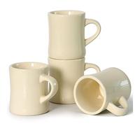 harebe Retro Coffee Cup Set of 4, 10 OZ Heavy Classic Ceramic Diner Mugs Set with Handle for Coffee, Tea, Cocoa, Milk, Latte（Cream）