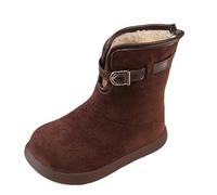 Harekoiw Girls Suede Ankle Boots Buckle Strap Side Zipper Chunky Sole Short | Booties for Toddler Little Kids Fall Winter Daily Wear School Travel Outdoor