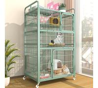 HARELA 3/4-Tier Cat Cage Indoor Enclosure, Large Catio for Cats Indoor Outdoor Enclosure on Wheels, Balcony Cat Playpen with Platforms, Ideal for Safe Play and Relaxation, Green(90 * 55 * 156cm)