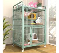 HARELA 3/4-Tier Cat Cage Indoor Enclosure, Large Catio for Cats Indoor Outdoor Enclosure on Wheels, Balcony Cat Playpen with Platforms, Ideal for Safe Play and Relaxation, Green(80 * 55 * 136cm)