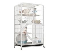 HARELA Catio Outdoor Cat Enclosure, Large Catio for Cats Indoor Outdoor Enclosure on Wheels, Multi-Feature Enclosed Cat Condo for Indoor Cats, Pull-Out Tray, White