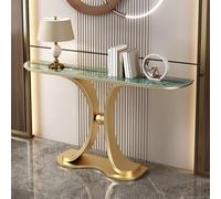 HARELA Console Table for Entryway, Narrow Console Table with Metal Frame, Entryway Table with Storage Space, for Entrance, Hallway, Living Room, Easy to Assemble(Gold C,100cm/39.4in)