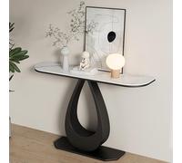 HARELA Entryway Table with Marble Top & Metal Base, Modern Hallway Console Sofa Table for Foyer, Living Room, or Corridor(Black A,80cm/31.5in)