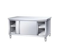HARELA Kitchen Prep Table Stainless Steel Kitchen Cabinet Work Table with Sliding Doors, Commercial Heavy Duty Table for Home Kitchen Restaurant Garage Warehouse(120 * 50 * 80cm/47.2 * 19.7 * 31.5in)