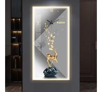 HARELA Multifunctional Decorative Wall Clocks, Large Wall Art Decor Clock with Light, Creative Silent Hanging Clock for Corridor, Living Room, Dining Room(Gold,50x100cm/19.7x39.4in)