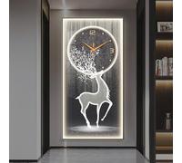 HARELA Multifunctional Decorative Wall Clocks, Large Wall Art Decor Clock with Light, Creative Silent Hanging Clock for Corridor, Living Room, Dining Room(Black D,70x140cm/27.6x55.1in)