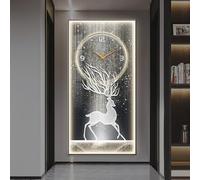 HARELA Multifunctional Decorative Wall Clocks, Large Wall Art Decor Clock with Light, Creative Silent Hanging Clock for Corridor, Living Room, Dining Room(Black K,50x100cm/19.7x39.4in)