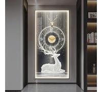 HARELA Multifunctional Decorative Wall Clocks, Large Wall Art Decor Clock with Light, Creative Silent Hanging Clock for Corridor, Living Room, Dining Room(Black J,60x120cm/23.6x47.2in)