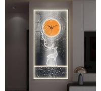 HARELA Multifunctional Decorative Wall Clocks, Large Wall Art Decor Clock with Light, Creative Silent Hanging Clock for Corridor, Living Room, Dining Room(Black B,70x140cm/27.6x55.1in)