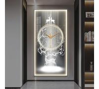 HARELA Multifunctional Decorative Wall Clocks, Large Wall Art Decor Clock with Light, Creative Silent Hanging Clock for Corridor, Living Room, Dining Room(Black E,80x160cm/31.5x63in)
