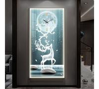 HARELA Multifunctional Decorative Wall Clocks, Large Wall Art Decor Clock with Light, Creative Silent Hanging Clock for Corridor, Living Room, Dining Room(Black H,50x100cm/19.7x39.4in)