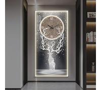HARELA Multifunctional Decorative Wall Clocks, Large Wall Art Decor Clock with Light, Creative Silent Hanging Clock for Corridor, Living Room, Dining Room(Black A,50x100cm/19.7x39.4in)