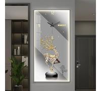 HARELA Multifunctional Decorative Wall Clocks, Large Wall Art Decor Clock with Light, Creative Silent Hanging Clock for Corridor, Living Room, Dining Room(Black C,60x120cm/23.6x47.2in)
