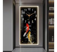 HARELA Multifunctional Decorative Wall Clocks, Large Wall Art Decor Clock with Light, Creative Silent Hanging Clock for Corridor, Living Room, Dining Room(Black N,50x100cm/19.7x39.4in)