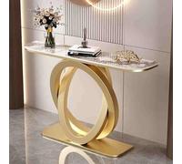 HARELA Narrow Long Entryway Table for Living Room, Modern Console Table with Geometric Metal Legs, Sofa Table(Beige B,100cm/39.4in)