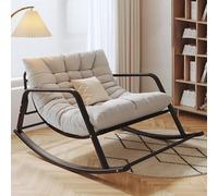 HARELA Outdoor Patio Rocking Chair, Rocker Chairs with Padded Cushion, Indoor & Outdoor, Rocker Recliner Chair for Living Room, Nursery Room, Front Porch, Garden, Backyard (Color : Light grey)