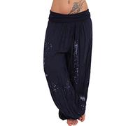 Harem Aladin Flower Ali Baba Baggy Trousers, Yoga Aladdin Style with Elastic Waistband, Many Patterns, Leisure Printed Navy