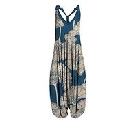 Harem Jumpsuit for Women UK,Ladies Dungarees Vintage Ethnic Casual Loose Sleeveless V Neck Tank Jumpsuits Elegant Suspender Bib Overalls Pants Summer Romper Playsuits Outfits with Pockets