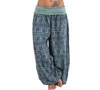 Harem Pants For Women UK Yoga Boho Hippie Clothing Elasticated High Waisted Palazzo Pants Bohemian Pajama Trousers Indian Gypsy Genie Clothes Aladin Pant Lightweight Breathable Casual Trousers
