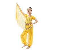 Harem Pants Kids Girls Egyptian Costume Pink Sequin Skirt Dance Costumes for Baby Ballet Outfit Indian Policeman Greek Ethnic Wear Dress Up Scientist Cowgirl Astronaut,Yellow,9-10 Years