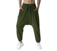 Harem Pants Mens Harems Wide Leg Trousers Men for Men's Tear Purple Hippie Beach Baggy Flared Meditation Lounge Wear Parachute Tai Chi Clothing Hippy Linen Summer Yoga UK Bohemian