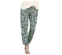 Harem Pants Women, Plus Size Capri Pants, Boho Patterned High Waist Hippie Trousers, Loose Casual Summer Yoga Beach Trousers with Pockets, Linen