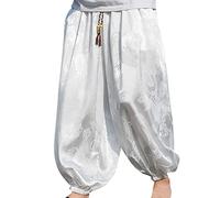Harem Trousers Men's Baggy Trousers Aladdin Trousers Yoga Goa Baggy Aladdin Leisure Trousers Men's Yoga Goa Trousers Beach Trousers Hippie Trousers Boho Yoga Pants, White, XL