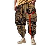Harem Trousers Mens, Hippy Trousers Mens Baggy Boho Hippie Cosplay Drop Crotch Trousers Drawstring Casual Hippie Harem Pants Loose Drop Crotch Trousers For Dance Beach Yoga Jogging
