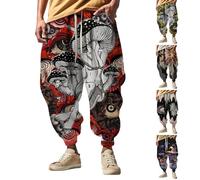 Harem Trousers Mens - Hippy Trousers Mens Baggy Boho Hippie Cosplay Drop Crotch Trousers Drawstring Casual Hippie Harem Pants Loose Drop Crotch Trousers For Dance Beach Yoga Jogging